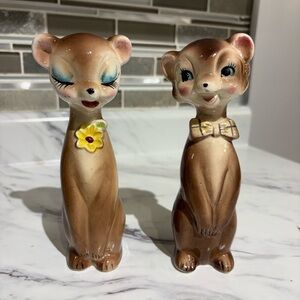 Vintage Tall Bears Salt & Pepper Shaker set Anthropomorphic Kitschy long neck
